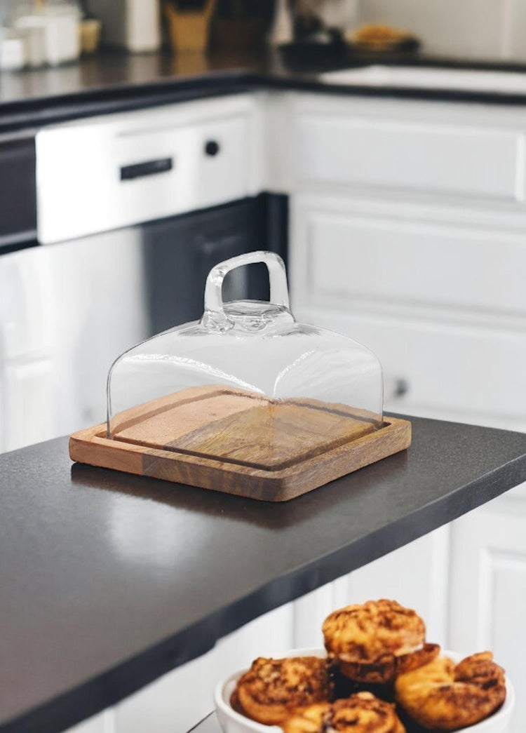 Madera Rectangular Cake Storage Bowl 13x17x17 cm - Exporgin - Global Shopping Site