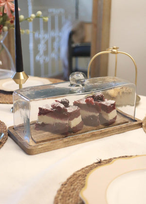 Madera Rectangular Cake Storage Bowl 15x32x14 cm - Exporgin - Global Shopping Site