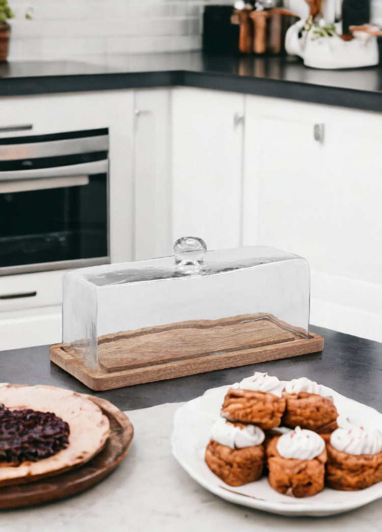 Madera Rectangular Cake Storage Bowl 15x32x14 cm - Exporgin - Global Shopping Site