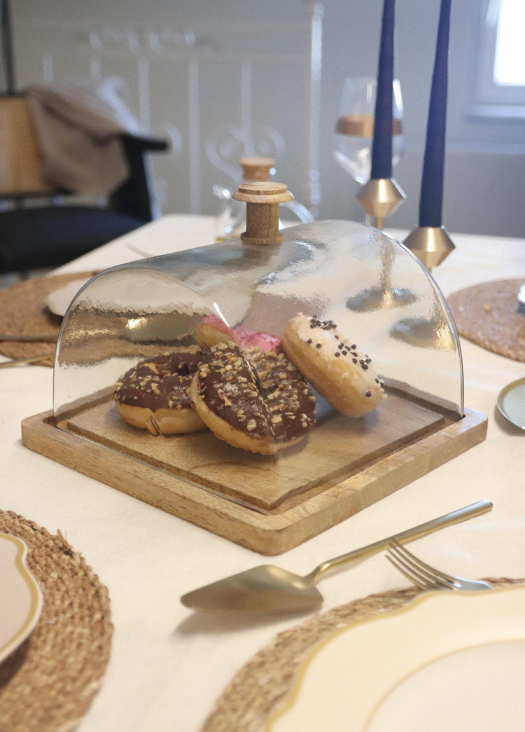 Madera Rectangular Cake Storage Bowl 18x24x24 cm - Exporgin - Global Shopping Site