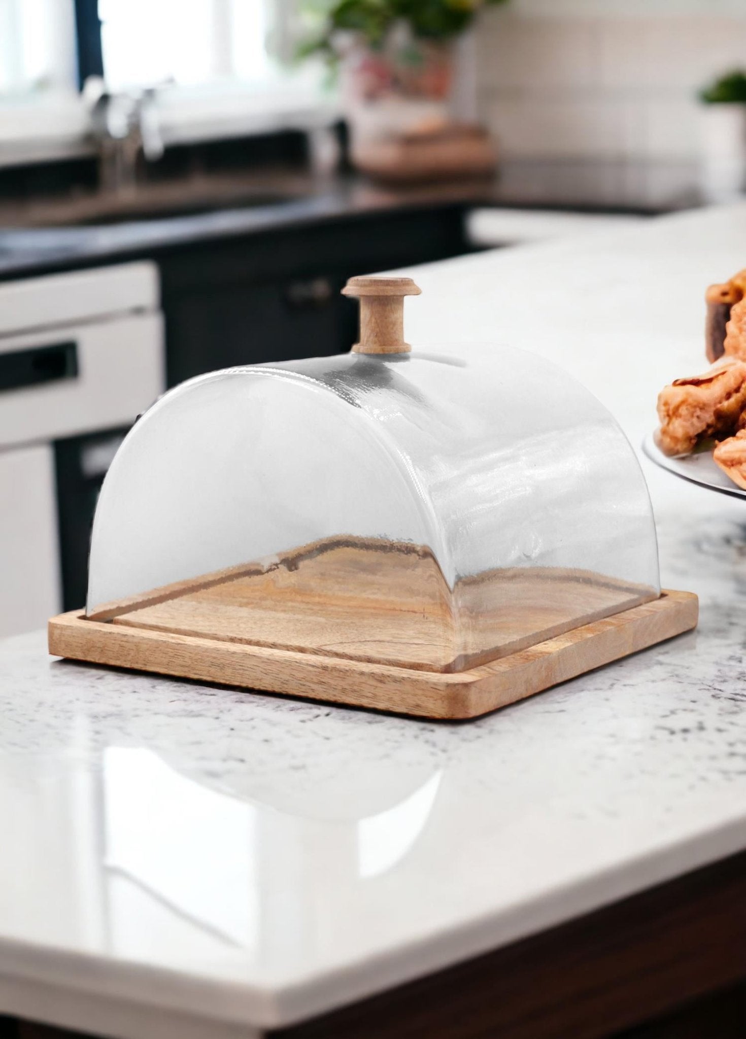 Madera Rectangular Cake Storage Bowl 18x24x24 cm - Exporgin - Global Shopping Site