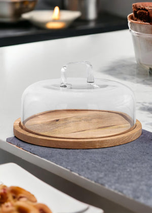 Madera Round Cake Storage Bowl 17x26x26 cm - Exporgin - Global Shopping Site