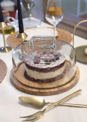 Madera Round Cake Storage Bowl 17x26x26 cm - Exporgin - Global Shopping Site