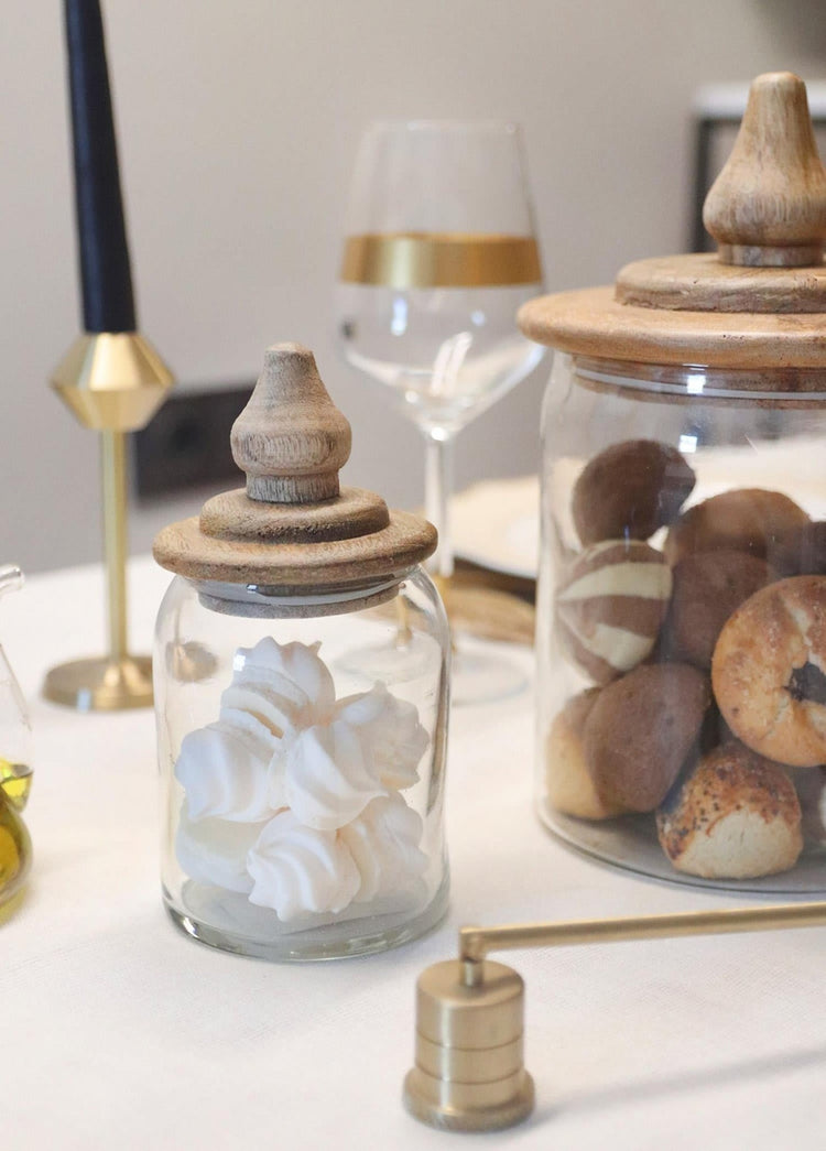 Madera Storage Jar with Lid 16x8x8 cm - Exporgin - Global Shopping Site