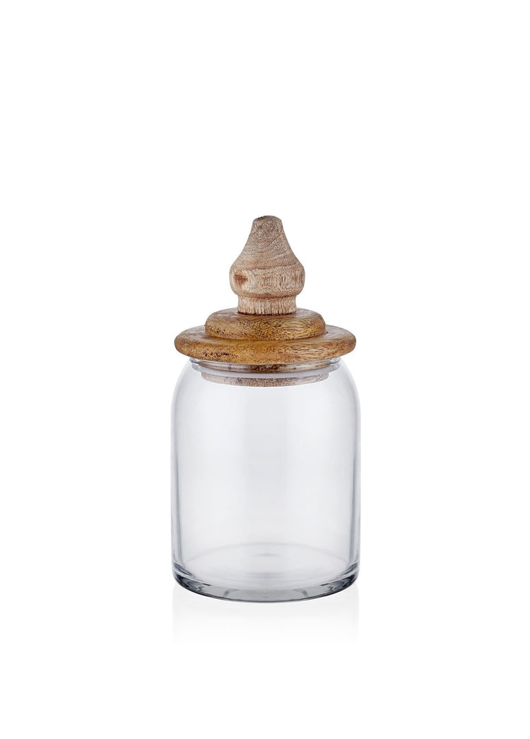 Madera Storage Jar with Lid 16x8x8 cm - Exporgin - Global Shopping Site