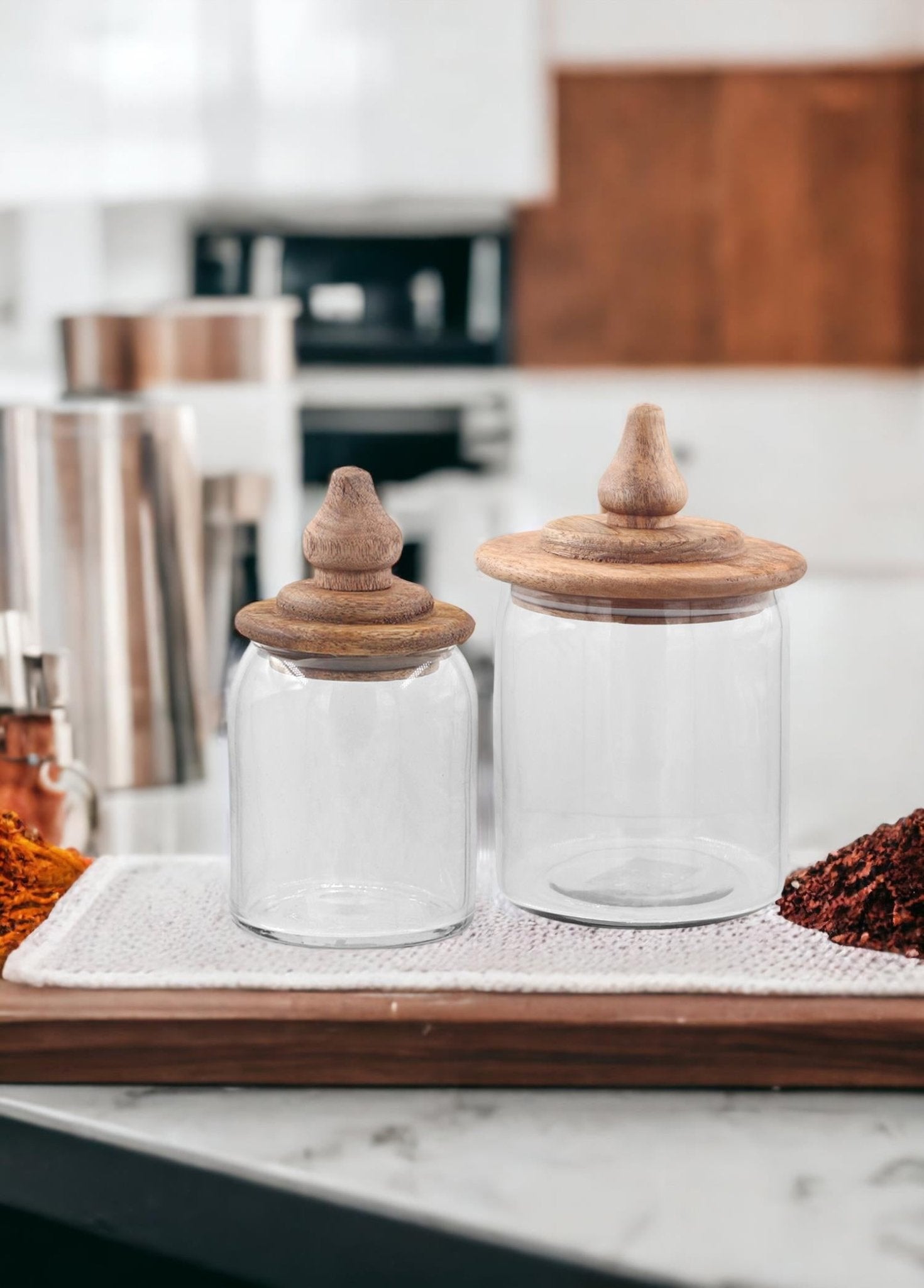 Madera Storage Jar with Lid 21x12x12 cm - Exporgin | Türkiye Comes to You