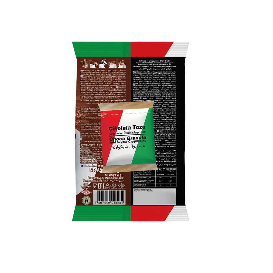Mahmood Cappuccino Granulated Choco – Sugar - Free – 20 x 25g - Exporgin | Türkiye Comes to You