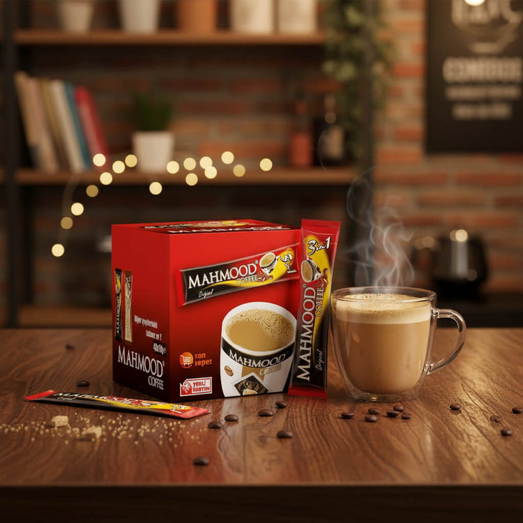Mahmood Coffee 3 - in - 1 Instant Arabica Coffee with Cream and Sugar - 48x18g (0.63 oz) Sticks - Exporgin | Türkiye Comes to You