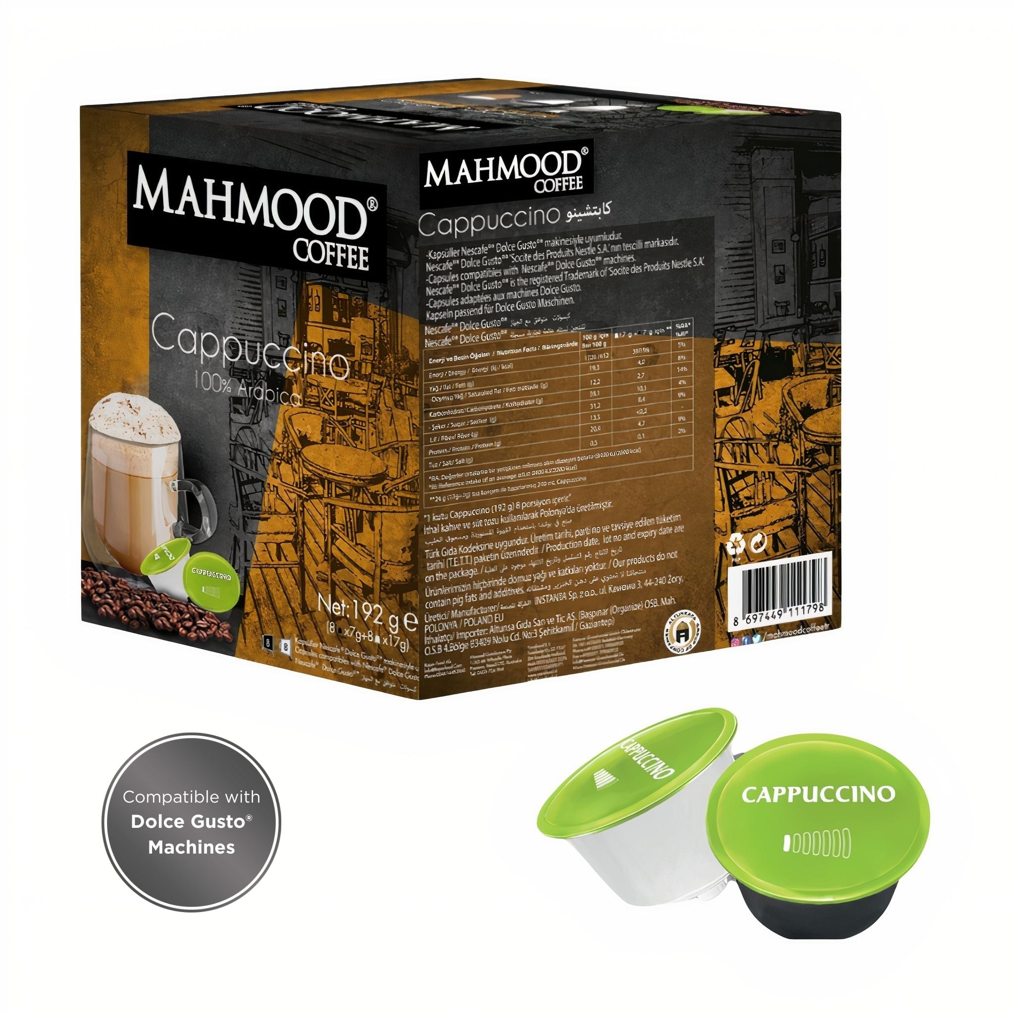 Mahmood Café Cappucino Capsules %100 Arabica 16 x 7g - Exportin | Türkiye Vient à toi