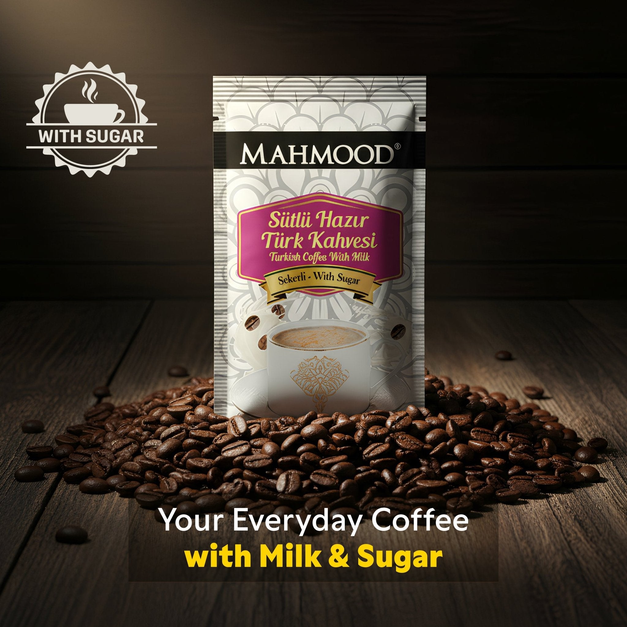 Mahmood Instant Turkish Coffee Sticks with Milk & Sugar 12 x 25g - Exporgin | Türkiye Comes to You