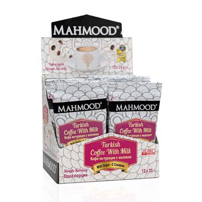 Mahmood Instant Turkish Coffee with Milk & Sugar – 12 x 25 gr Sticks – Traditional Flavor, Ready to Drink - Exporgin - Global Shopping Site