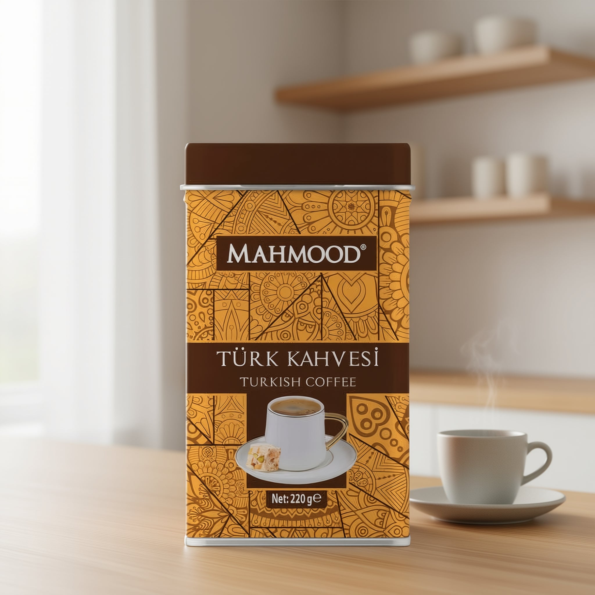 Mahmood Turkish Coffee – 220 gr Tin – Medium Roast Arabica, Traditional Flavor, Rich Foam - Exporgin | Türkiye Comes to You