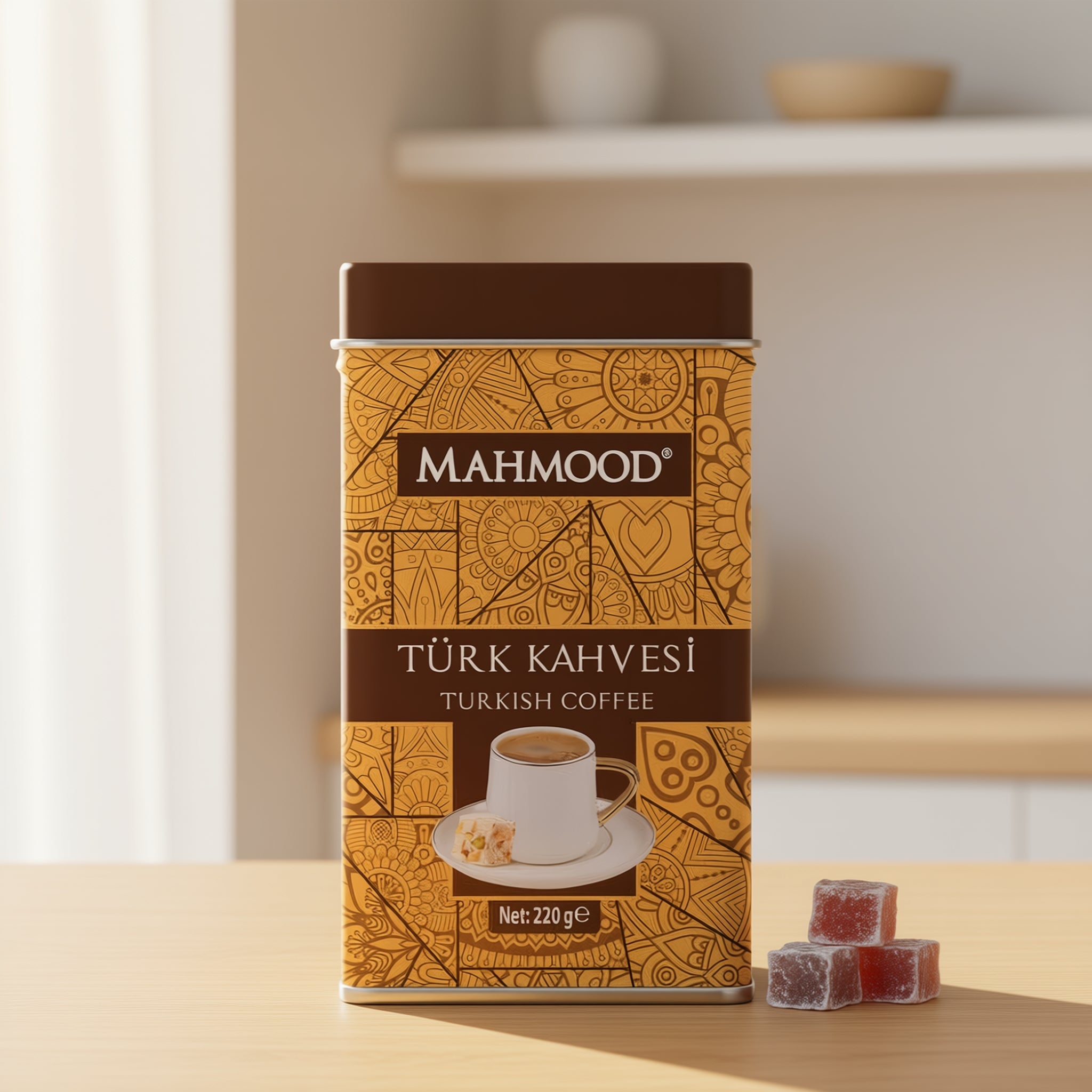 Mahmood Turkish Coffee – 220 gr Tin – Medium Roast Arabica, Traditional Flavor, Rich Foam - Exporgin | Türkiye Comes to You