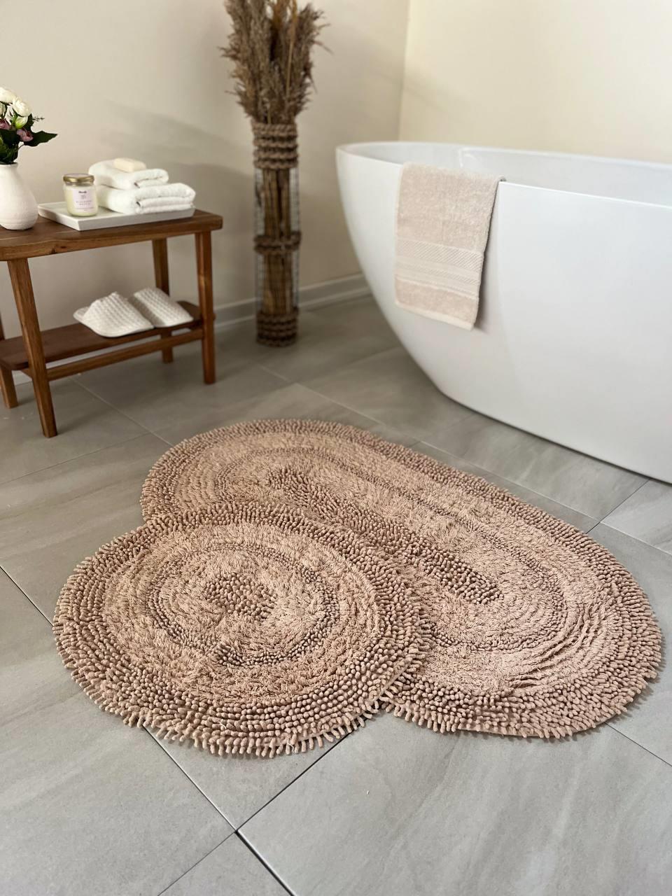 Macaroni Natural Cotton 2-Piece Bath Mat Set 60x100+50x60 cm Beige