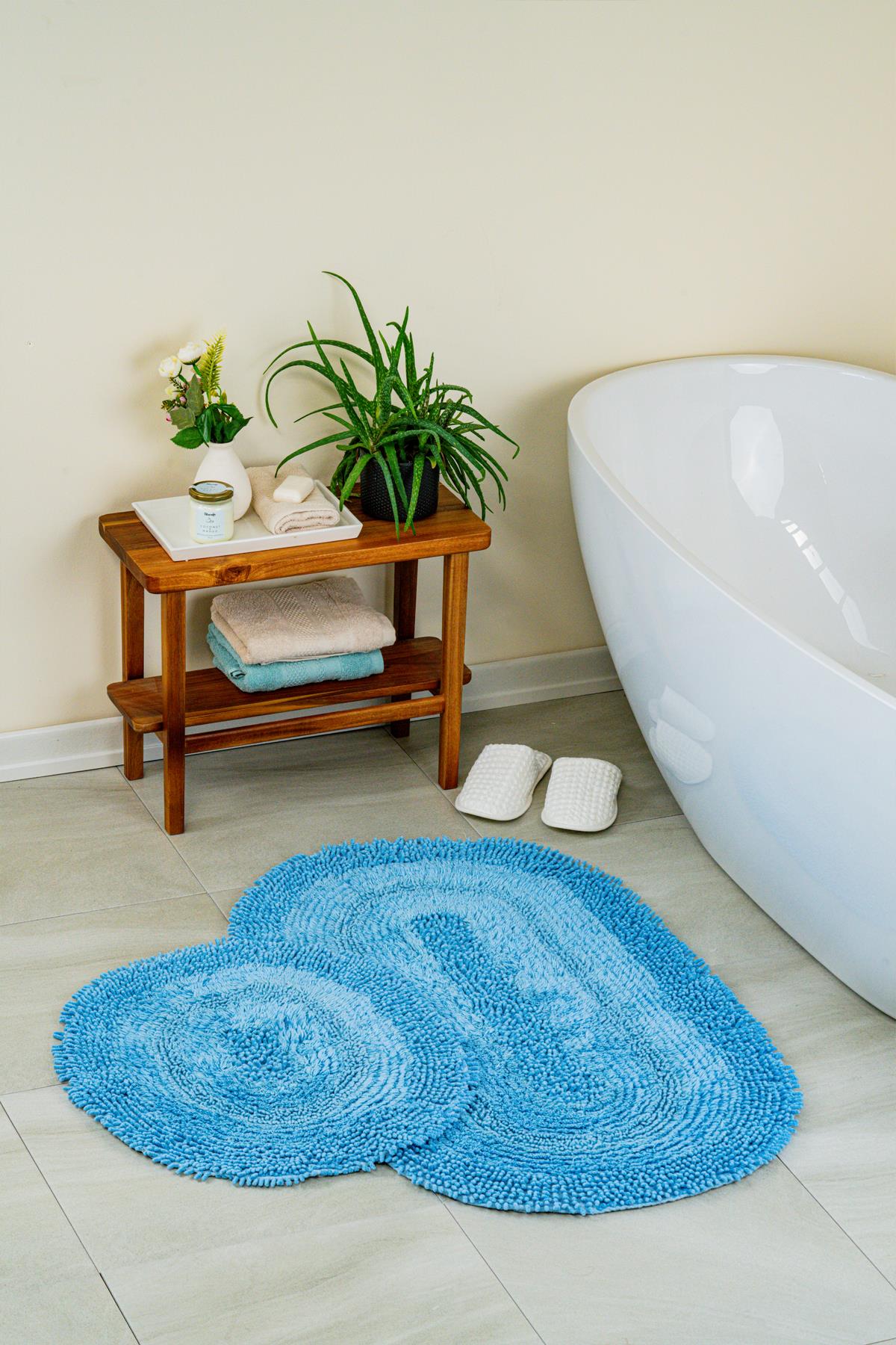 Macaroni Natural Cotton 2-Piece Bath Mat Set 60x100+50x60 cm - Aviator Blue