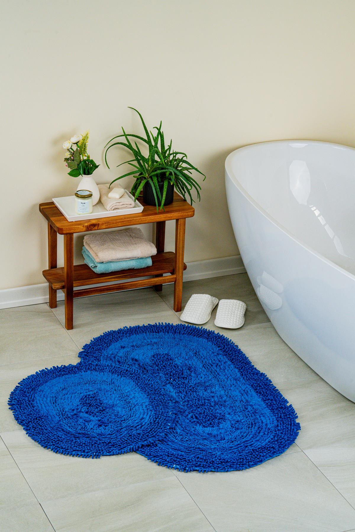 Macaroni Natural Cotton 2-Piece Bath Mat Set 60x100+50x60 cm - Navy Blue