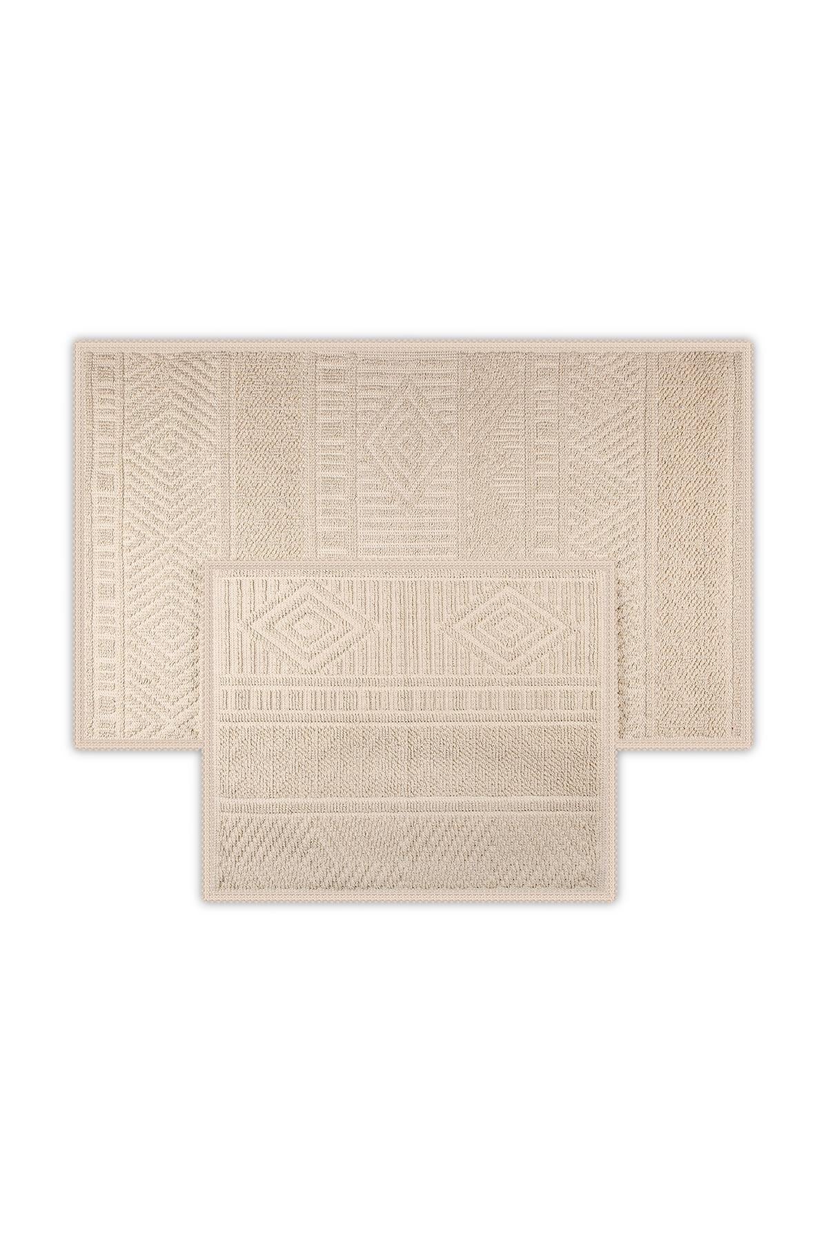 Marina Natural Cotton 2-Piece Bath Mat Set 60X100+50X60 cm -Ecru