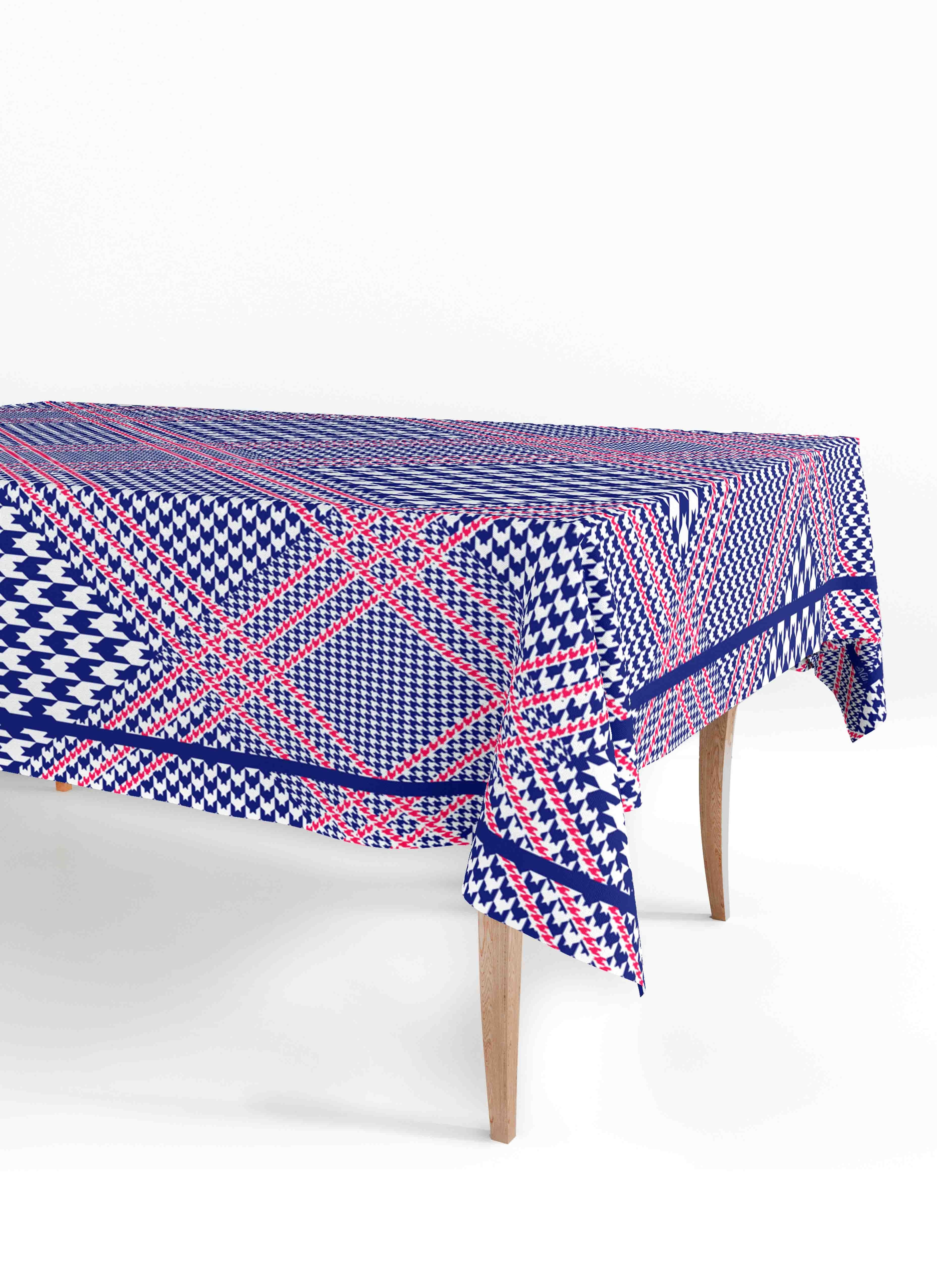 Rectangular Tablecloth Navy Blue Pink - 230x150 Cm