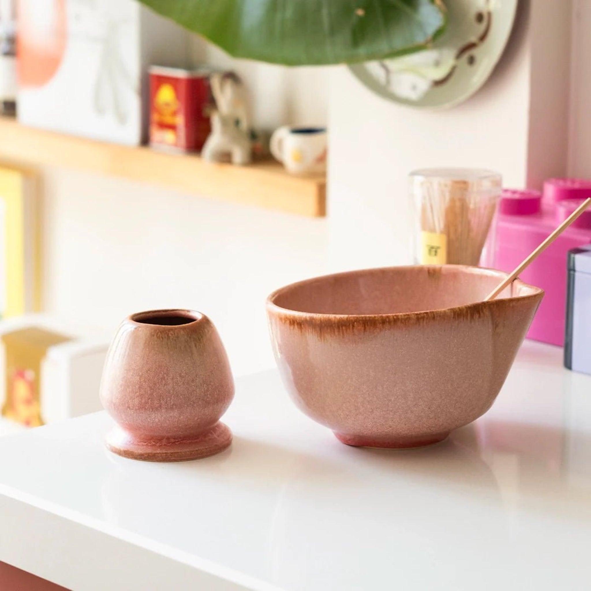 Matcha Ritual Set – Stoneware Matcha Bowl, Whisk Holder & Bamboo Whisk - Exporgin | Global Shopping Site