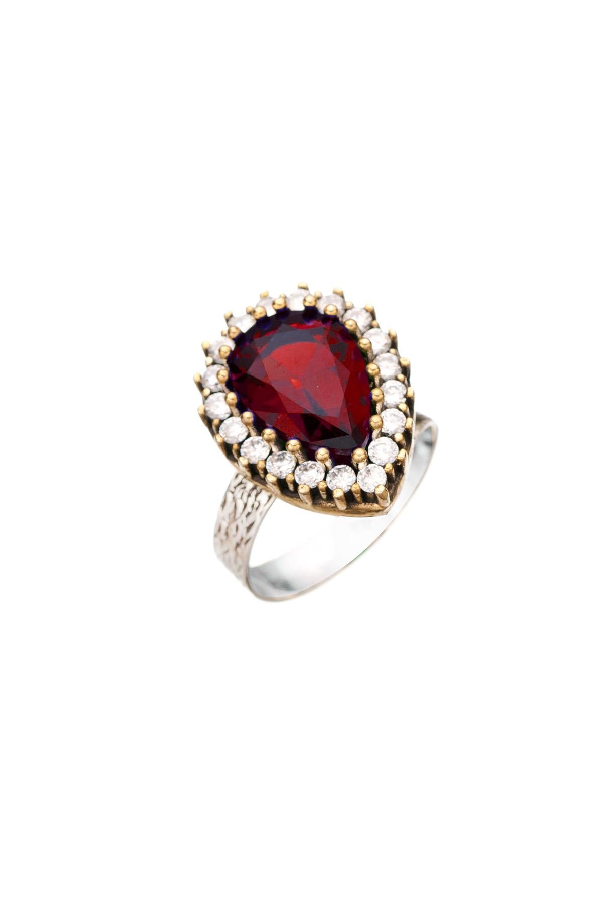 Garnet rosso Ruby Stone Hürrem Sultan Authentic Women's Regolable Ring Model