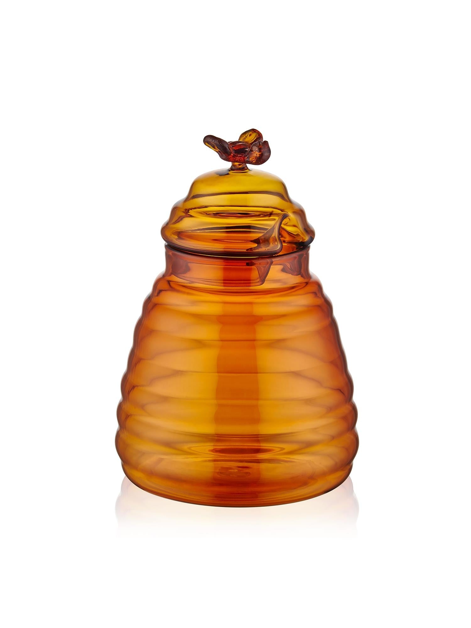Maya – Glass Honey Jar with Spoon – Handmade Borosilicate & Vintage Style – 13cm desc: - Exporgin - Global Shopping Site
