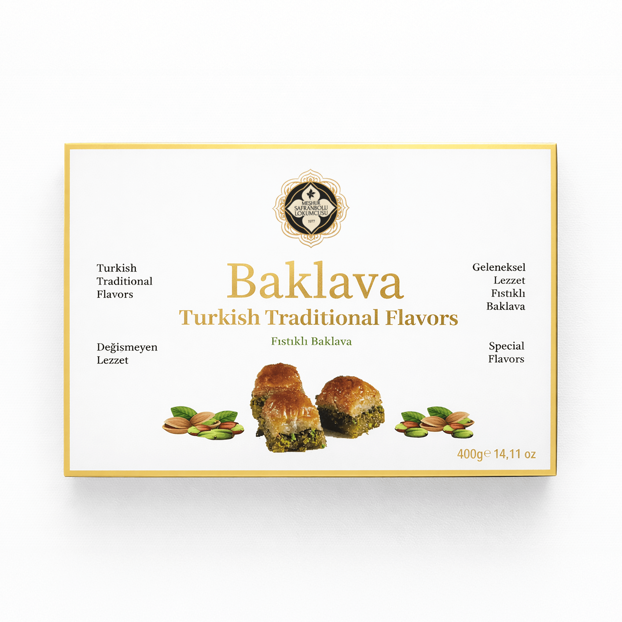 Meşhur Safranbolu Lokumcusu Pistachio Turkish Dessert 400g (14.11 oz) – Premium Turkish Sweets, Gift Box - Exporgin | Global Shopping Site