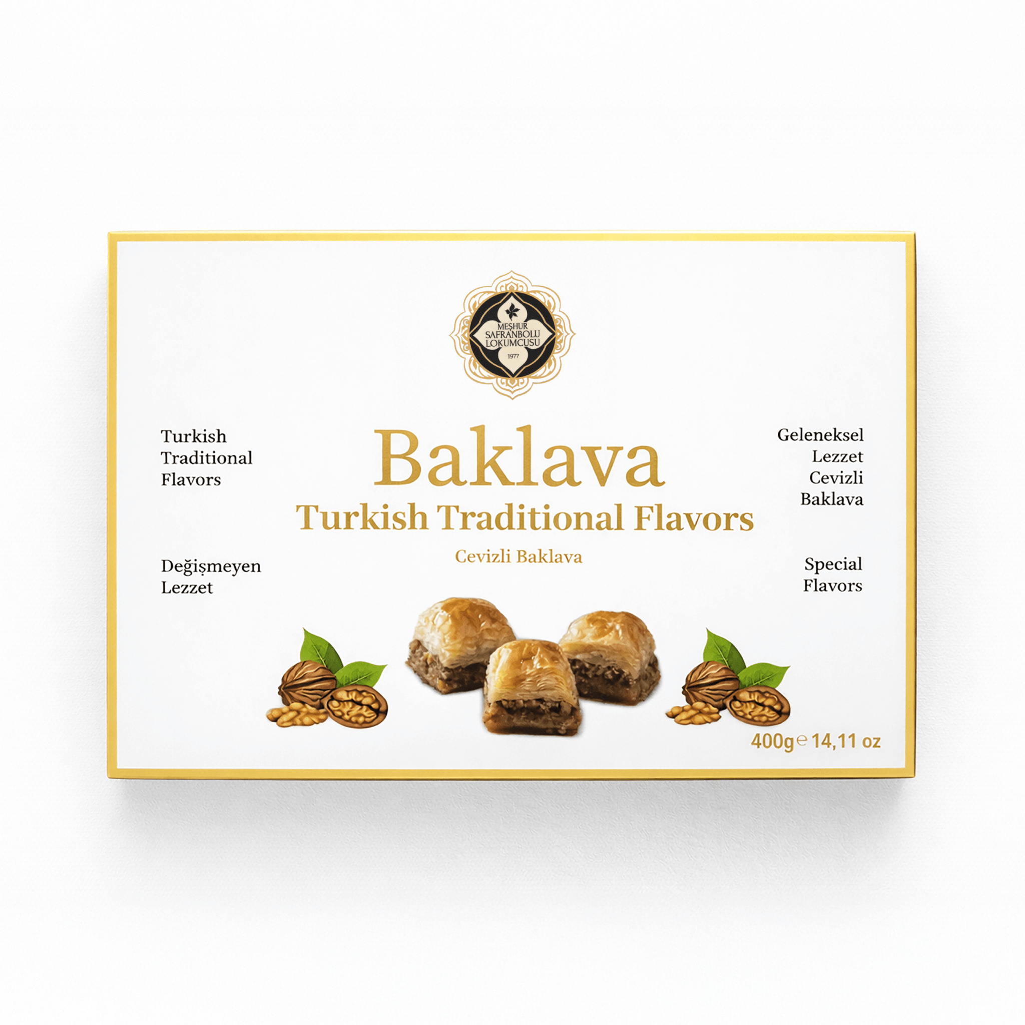 Meşhur Safranbolu Lokumcusu Walnut Turkish Dessert 400g (14.11 oz) – Traditional Turkish Sweets, Gift Box - Exporgin | Global Shopping Site