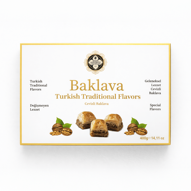 Meşhur Safranbolu Lokumcusu Walnut Turkish Dessert 400g (14.11 oz) – Traditional Turkish Sweets, Gift Box - Exporgin | Global Shopping Site
