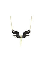 Michael Necklace Series Damen-Halskette mit Flügel aus schwarzem Zirkonstein und 925er-Silberkette – Exporgin – Global Shopping Site