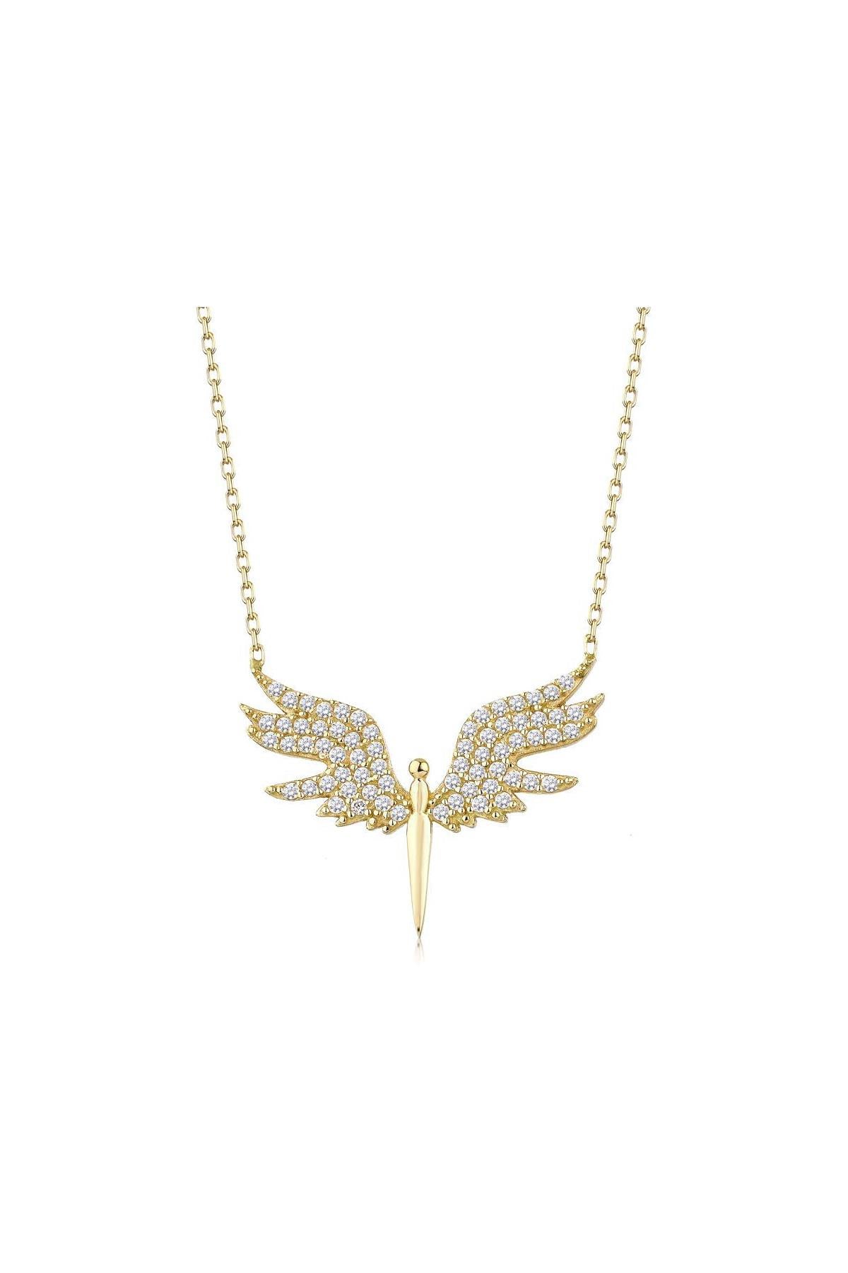 Michael Necklace Series White Zircon Stone Wing Collana femminile con catena d'argento 925