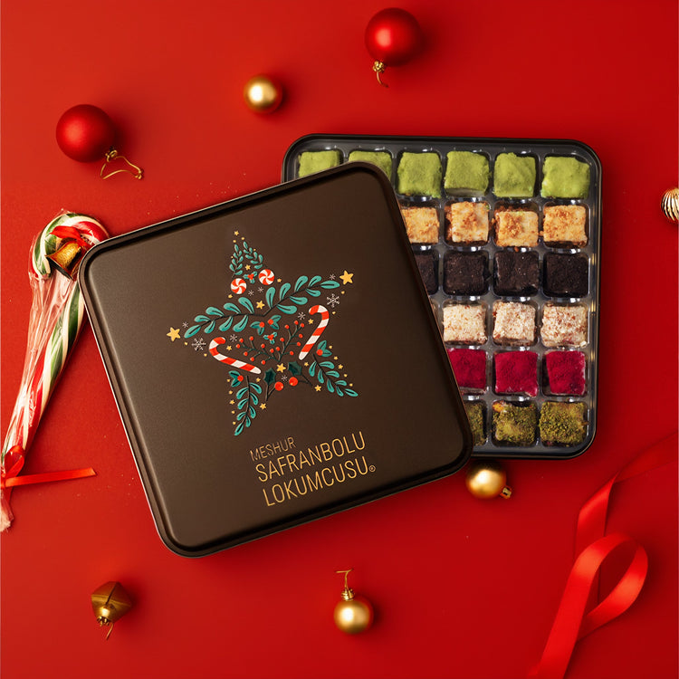 Mixed Baklava Turkish Delight in Metal Box – Pistachio, Oreo, Lotus & Raspberry Flavors - 500g (17.64 oz) - Exporgin | Türkiye Comes to You