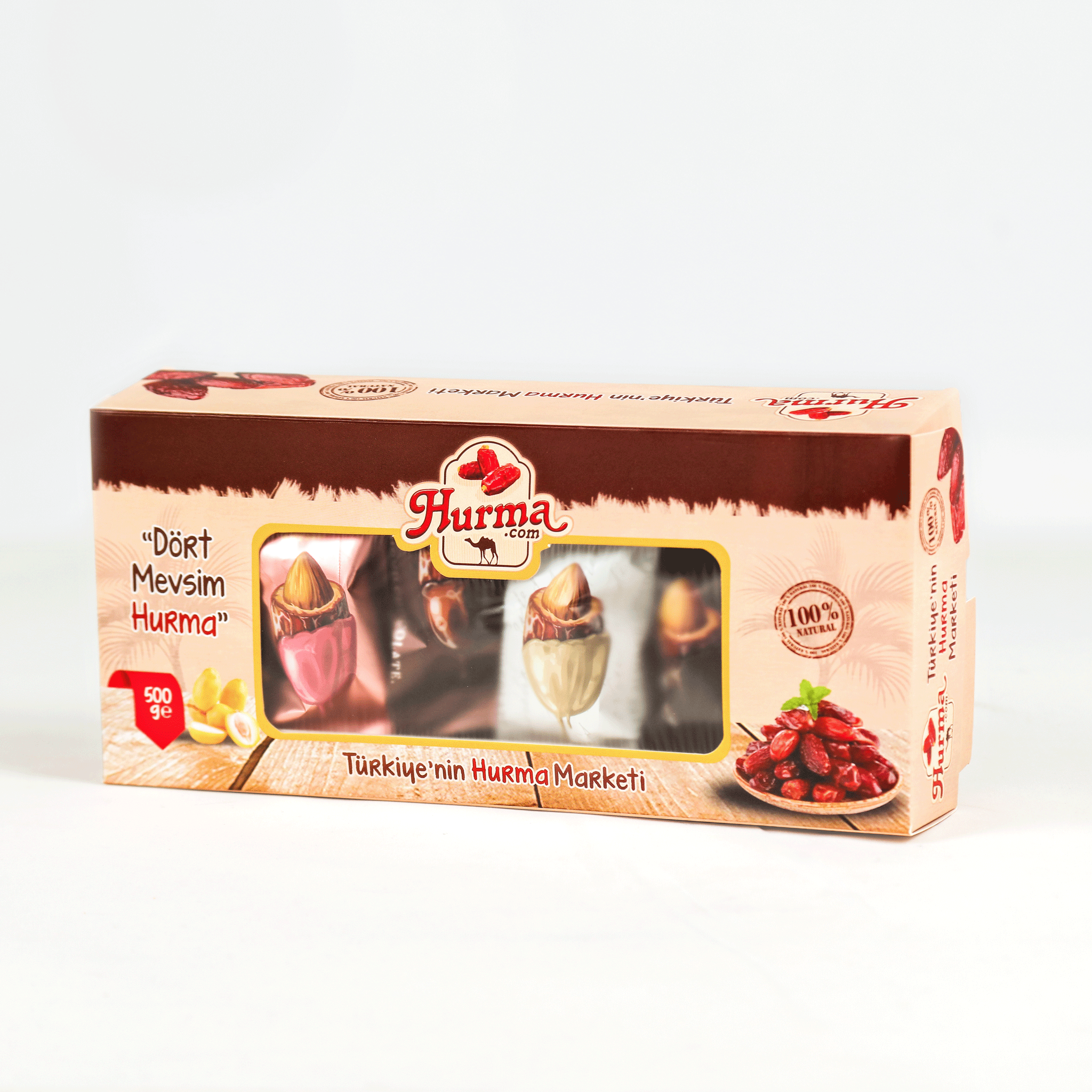 Mixed Chocolate Covered Dates with Almonds 500g (17.64 oz) - Exporgin | Türkiye Comes to You