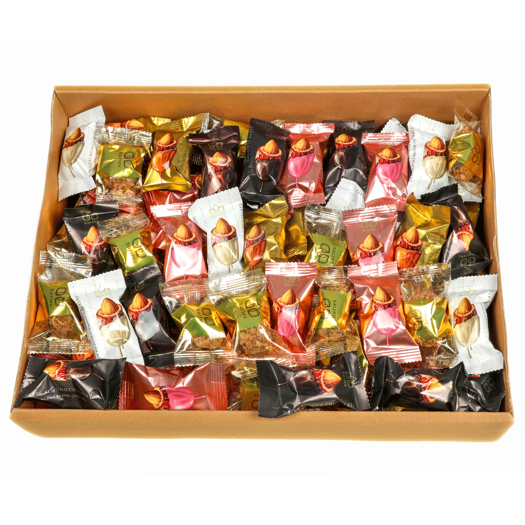 Mixed Chocolate Covered Dates with Almonds 500g (17.64 oz) - Exporgin | Türkiye Comes to You