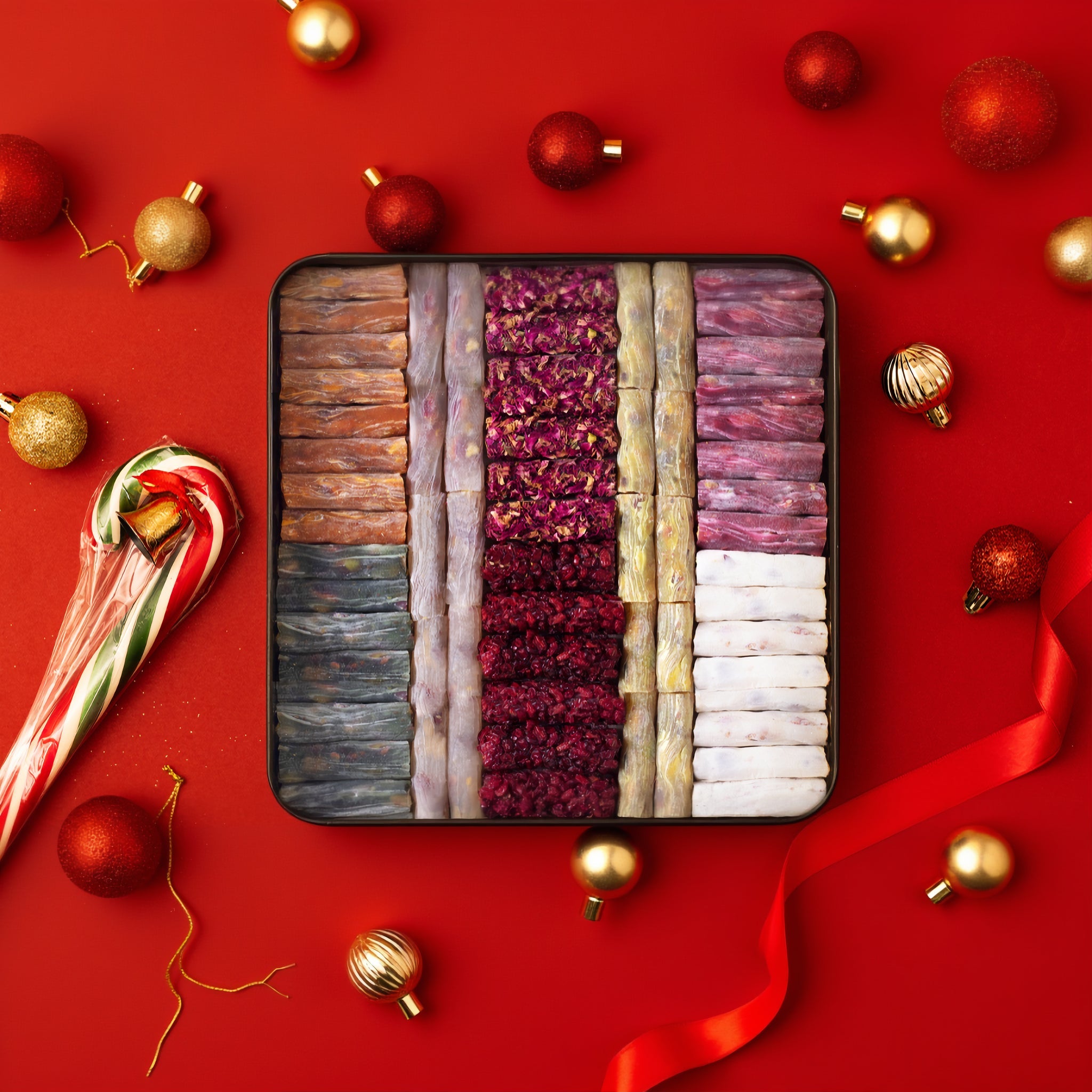 Mixed Finger Turkish Delight – Black Metal Box - 700g (24.69 oz) - Exporgin | Türkiye Comes to You