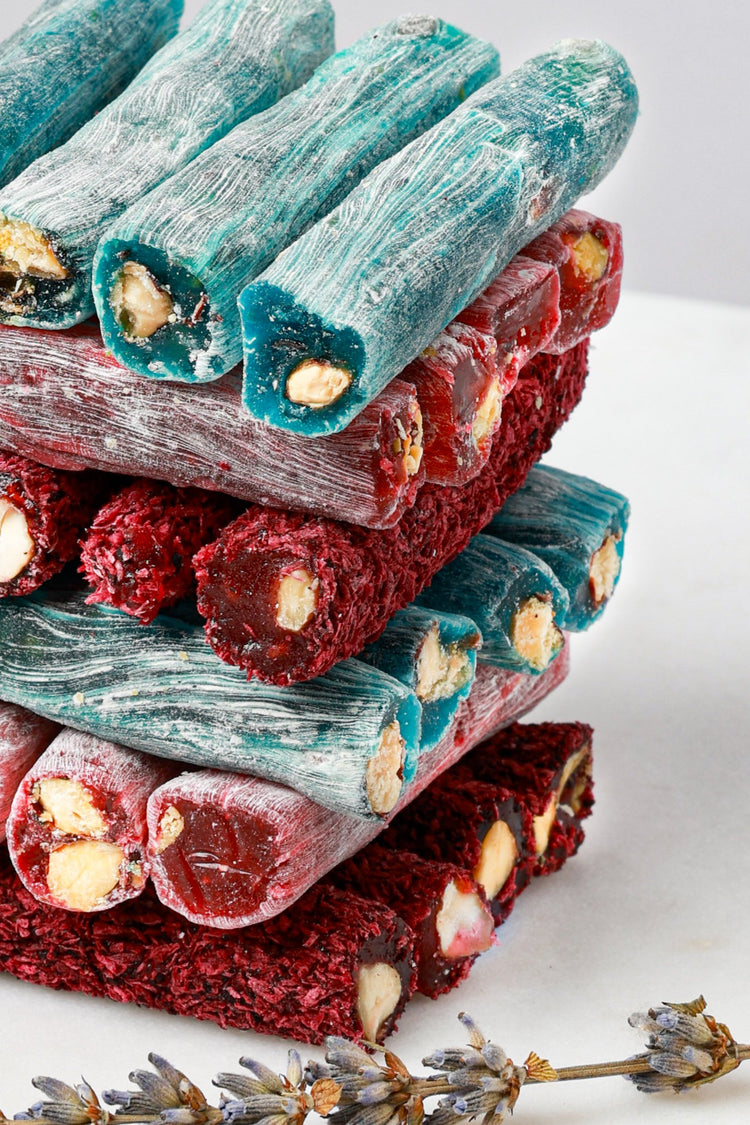 Mixed Finger Turkish Delight – Pistachio Assortment with Pomegranate, Citrus, Apple, Milk & Grape Flavors – 430g (15,16 oz) - Exporgin | Türkiye Comes to You