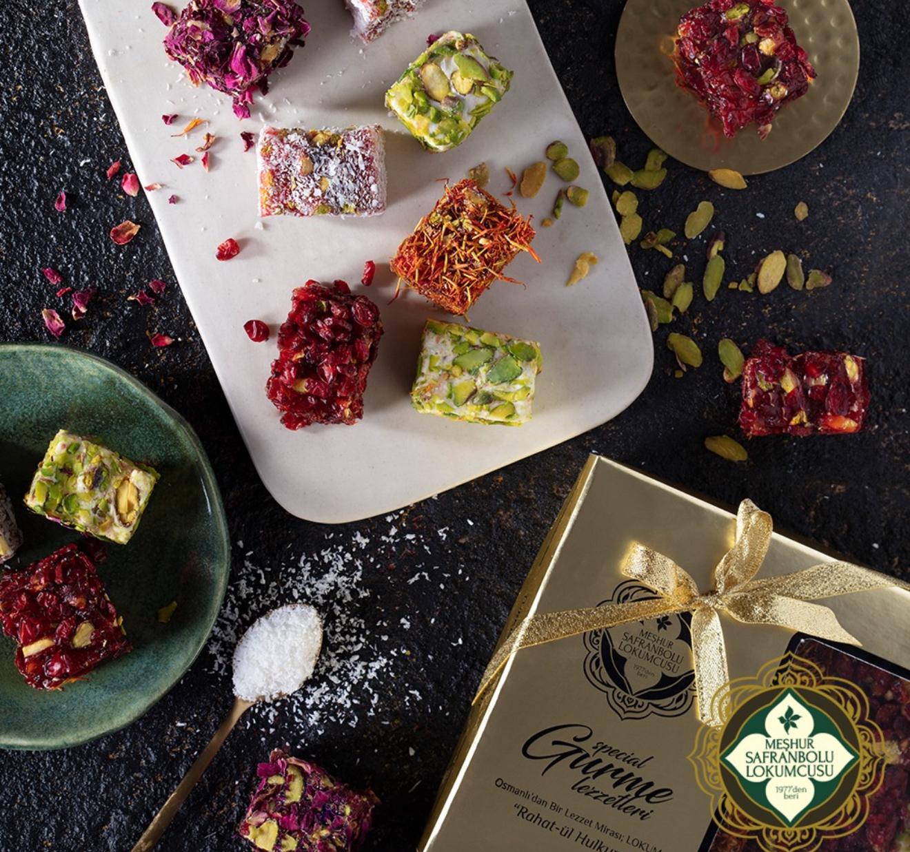 Mixed Wick Turkish Delight – Pomegranate Pistachio Selection with Rose, Grape, Sesame & Safflower – 1000g (35.27 oz) - Exporgin | Türkiye Comes to You