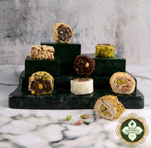 Mixed Wrapped Turkish Delight Metal Box – Assorted Flavors with Pistachio, Hazelnut, Almond & Chocolate – 1000g (35.27 oz) - Exporgin | Türkiye Comes to You
