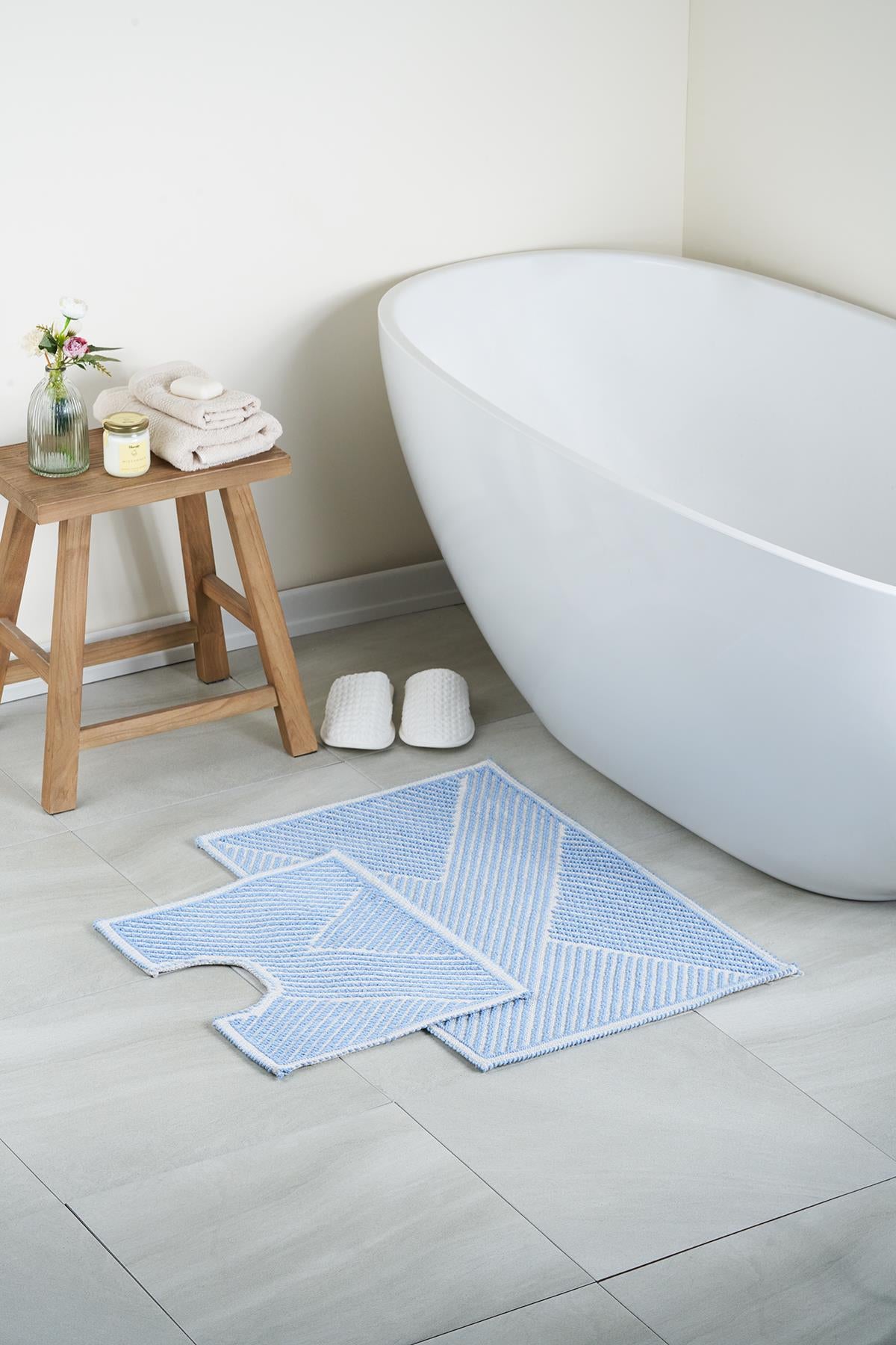 Moana Natural Cotton 2-Piece Bath Mat Set 50X80+40X50 cm - Blue