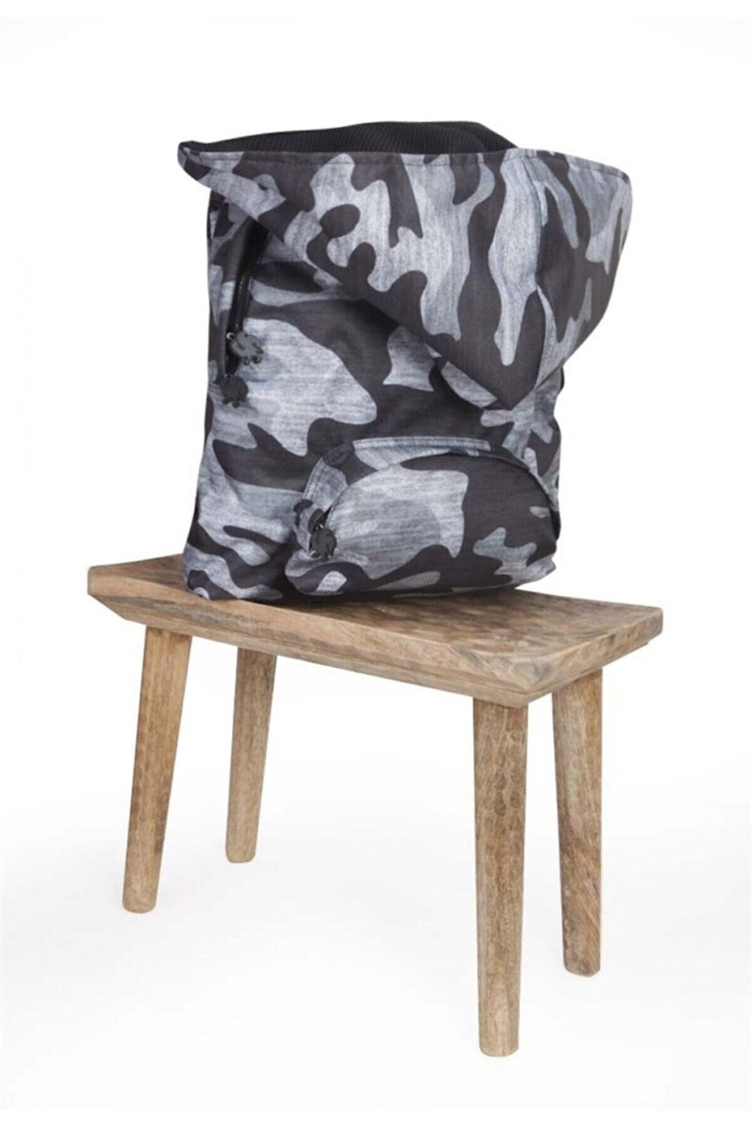 Ikigai The City Basic Grey Camouflage großer Rucksack mit abnehmbarer Kapuze