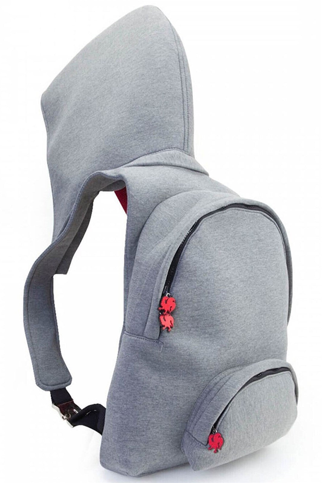 Ikigai The City Basic Grey Red Abnehmbarer Kapuzen mit großem Rucksack