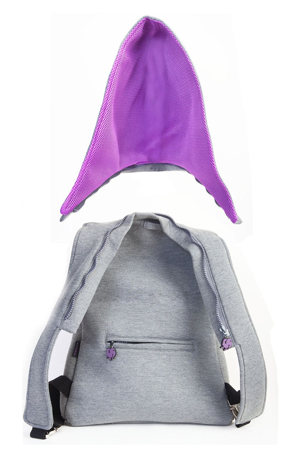 Ikigai die Stadt Basic Grey Purple Abnehmbarer Kapuzen mit großem Rucksack