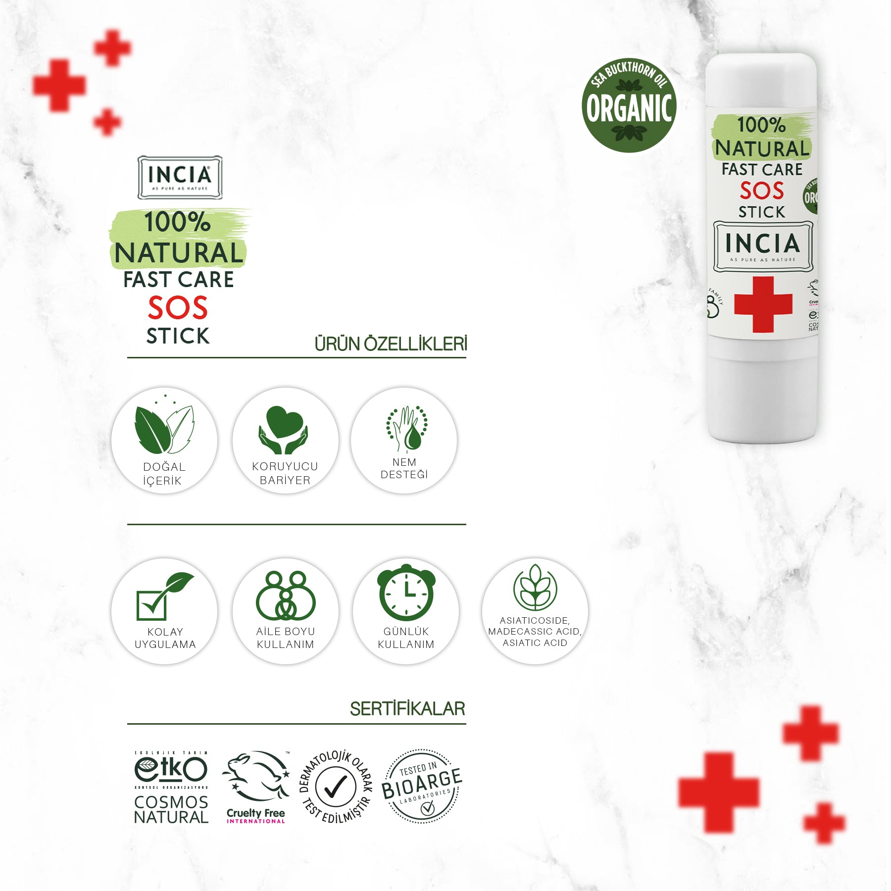 Incia 100% natürlicher SOS Stick 6g