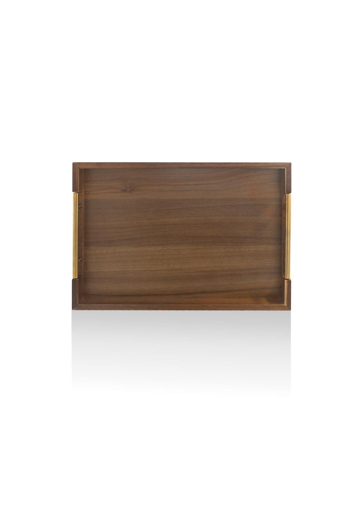 Natura Acacia Metal Handle Tray Gold 45x30x5 cm - Exporgin - Global Shopping Site