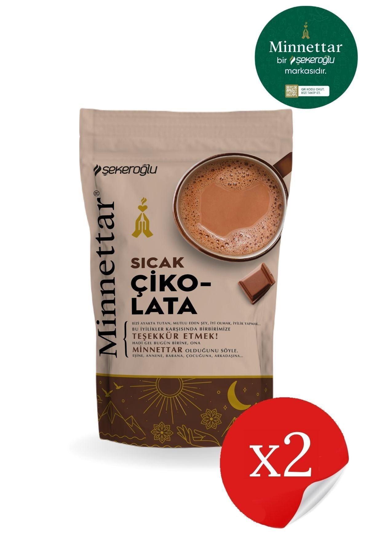 Minnettar Hot Chocolate 2 X 200 gr (2 Packs)