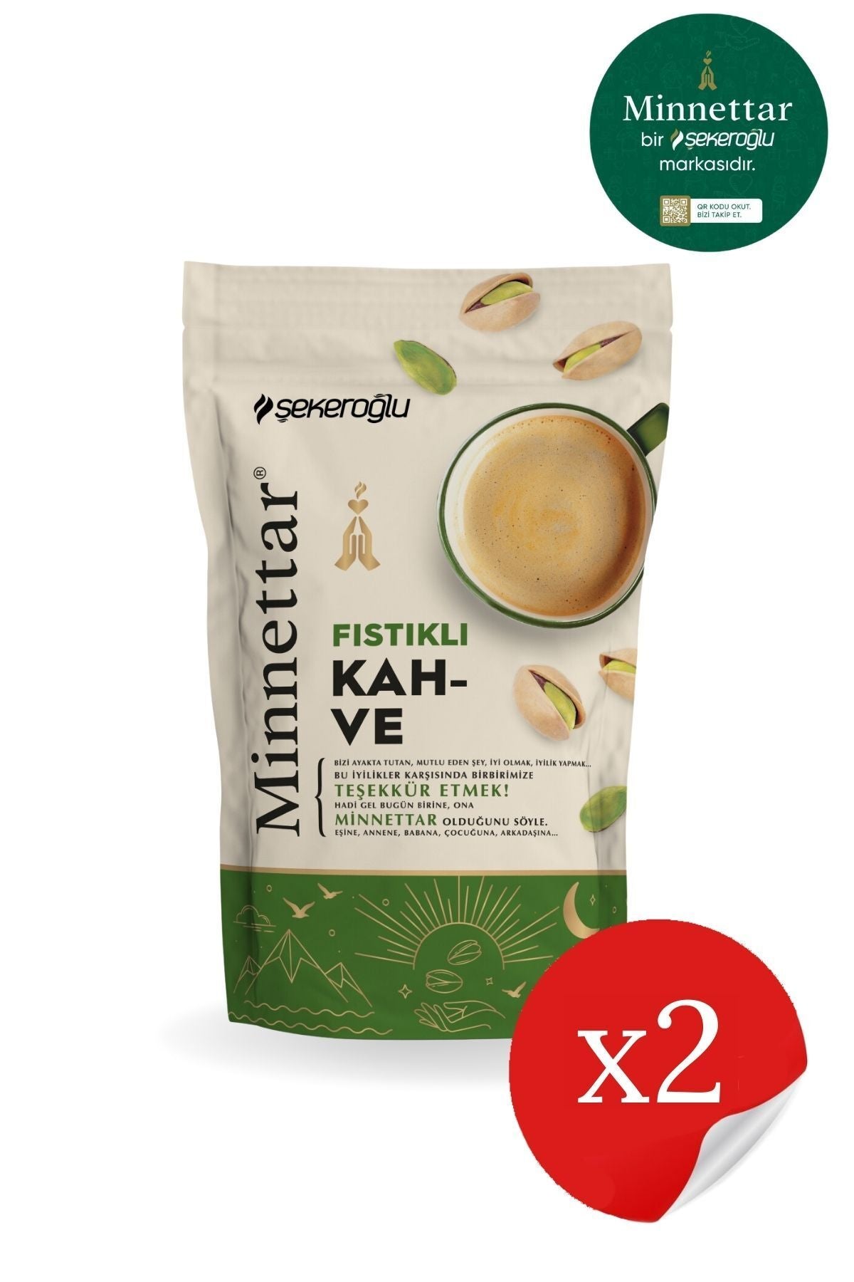 Minnettar Pistazienkaffee 2 x 165 Gr (2 Packungen)