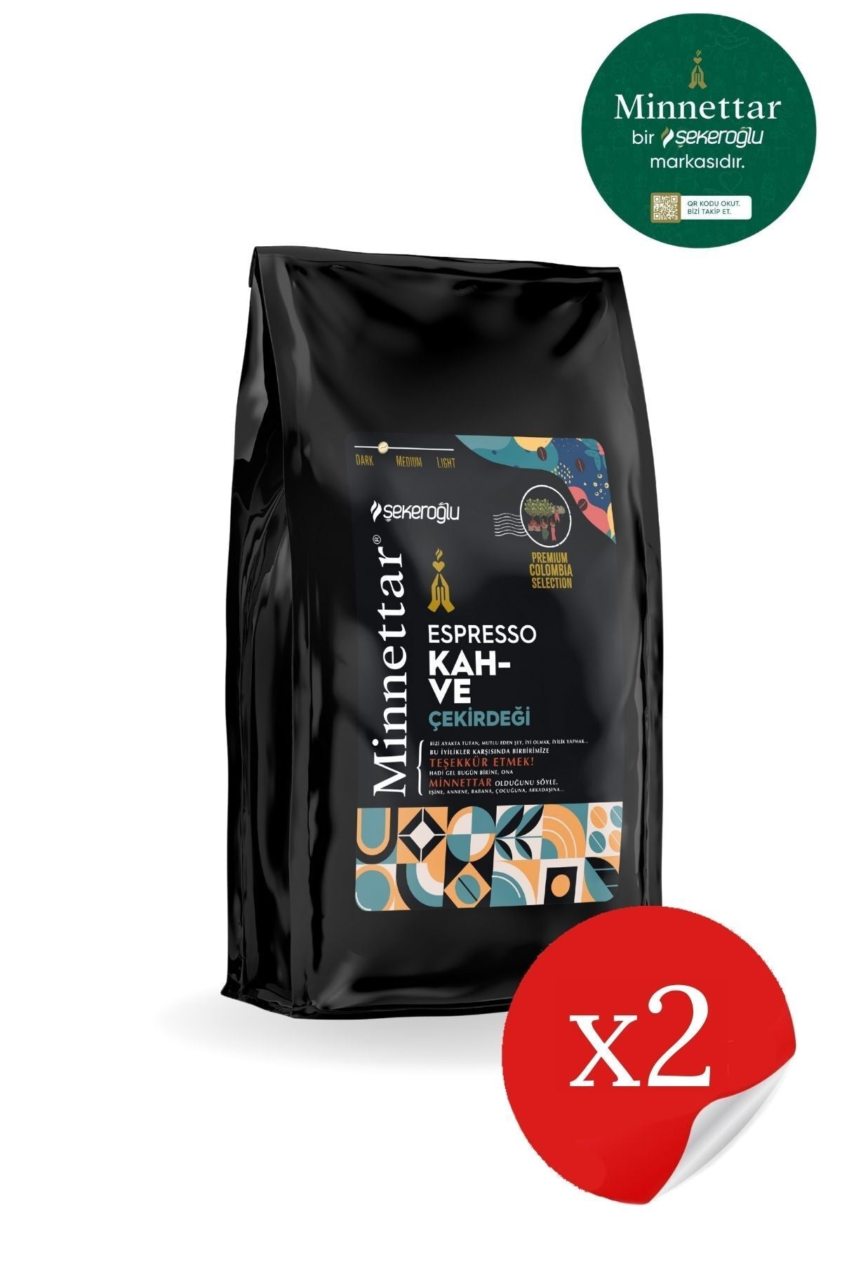 Minnettar Espresso Coffee Beans 2 X 1000 gr (2 Packs)