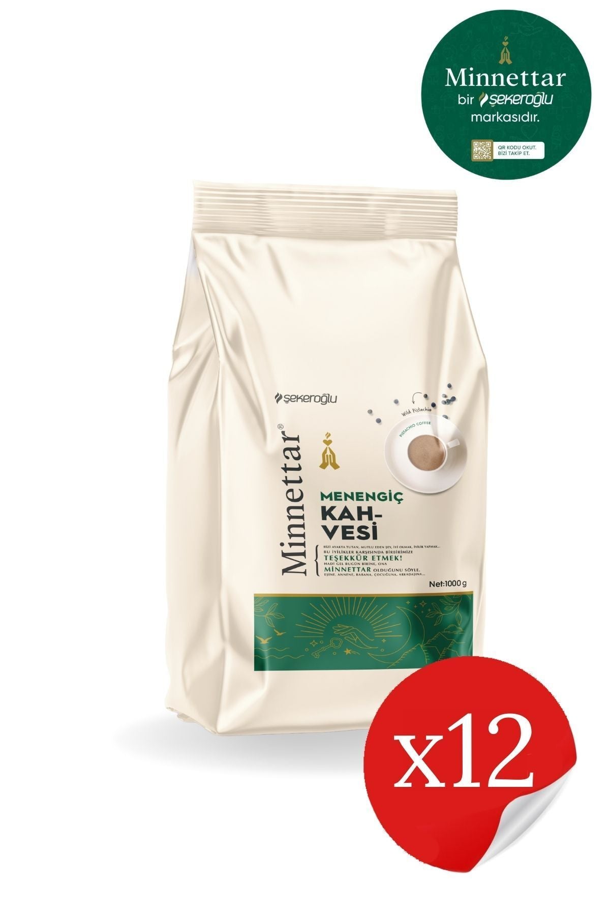 Minnettar Pistazien Kaffeepulver 12 x 1000 g (12 Stücke)