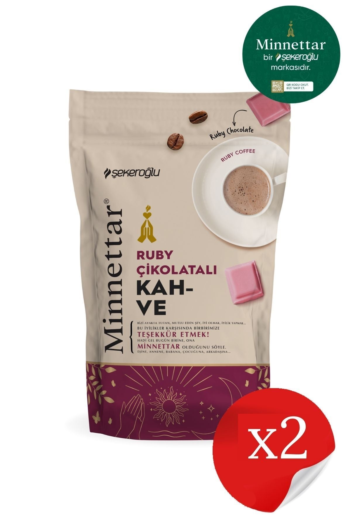 Şekeroğlu Minnettar Ruby Chocolate Coffee 165g (2 Packs)