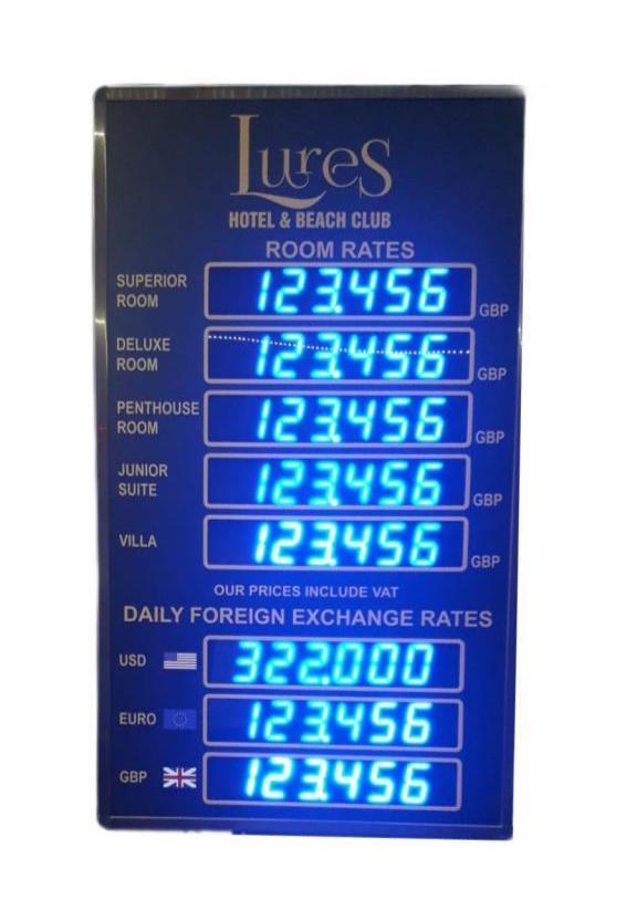 Hotel Room Price and Currency Board (Case Dimension: 85x45 cm)