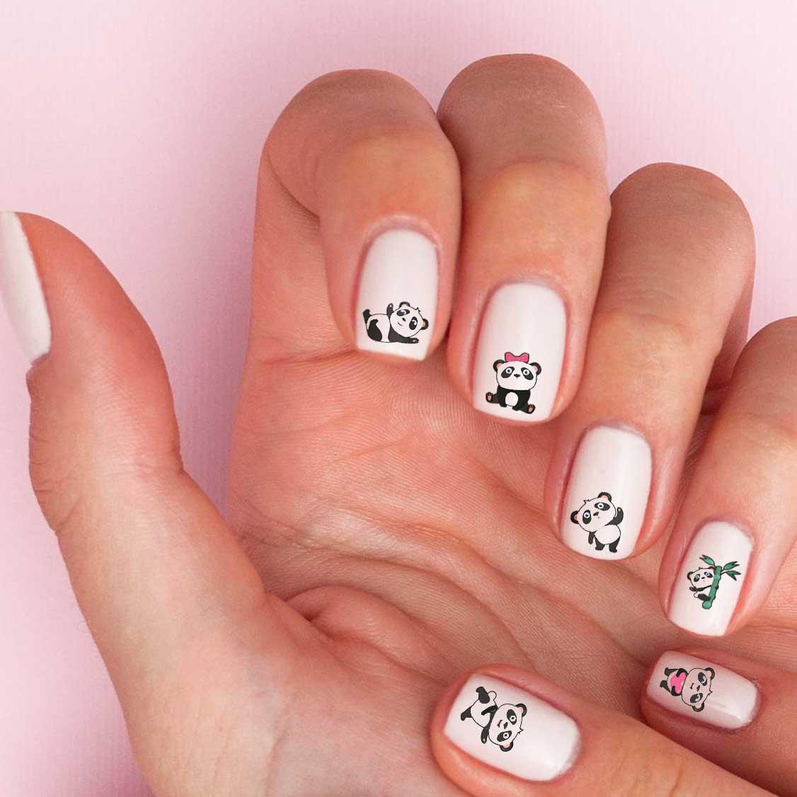 Tatuaggio per unghie Panda degli anni '50, tatuaggio unghie, nail art, adesivo per unghie